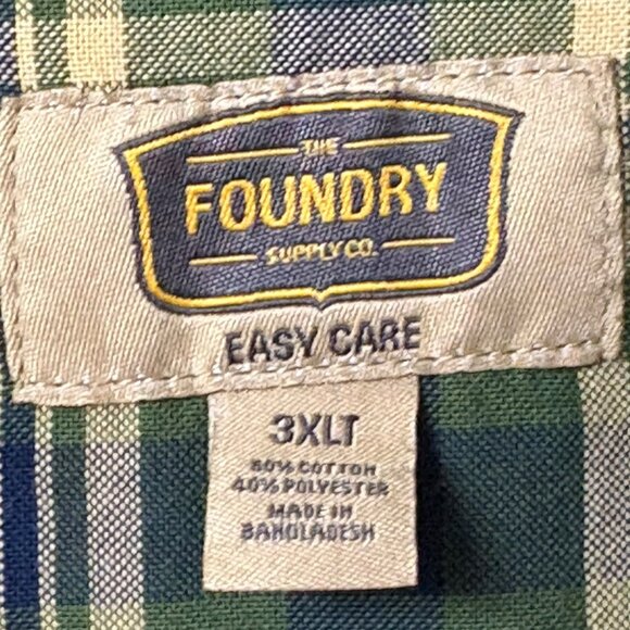 The Foundry Easy Care Green Plaid Button Down Oxford Shirt - Picture 2 of 8